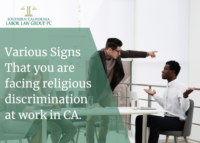 Religious discrimination at work? Consult an Employment lawyer in CA.